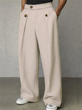Men Wide Leg Pleated High Waisted Business Casual Trousers
