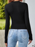 Female Autumn Slim Fit Crew Neck Pullover Shirt