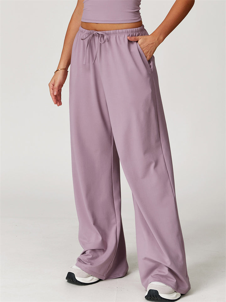 Women's Comfy Loose Fit Drape Pants with Drawstring Waist and Pockets