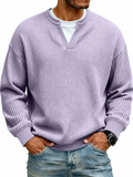 Men's Waffle-Knit Round Neck Long Sleeve Casual Tops
