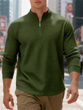 Men's Autumn Casual Long Sleeve Waffle Weave Zip Neck Top