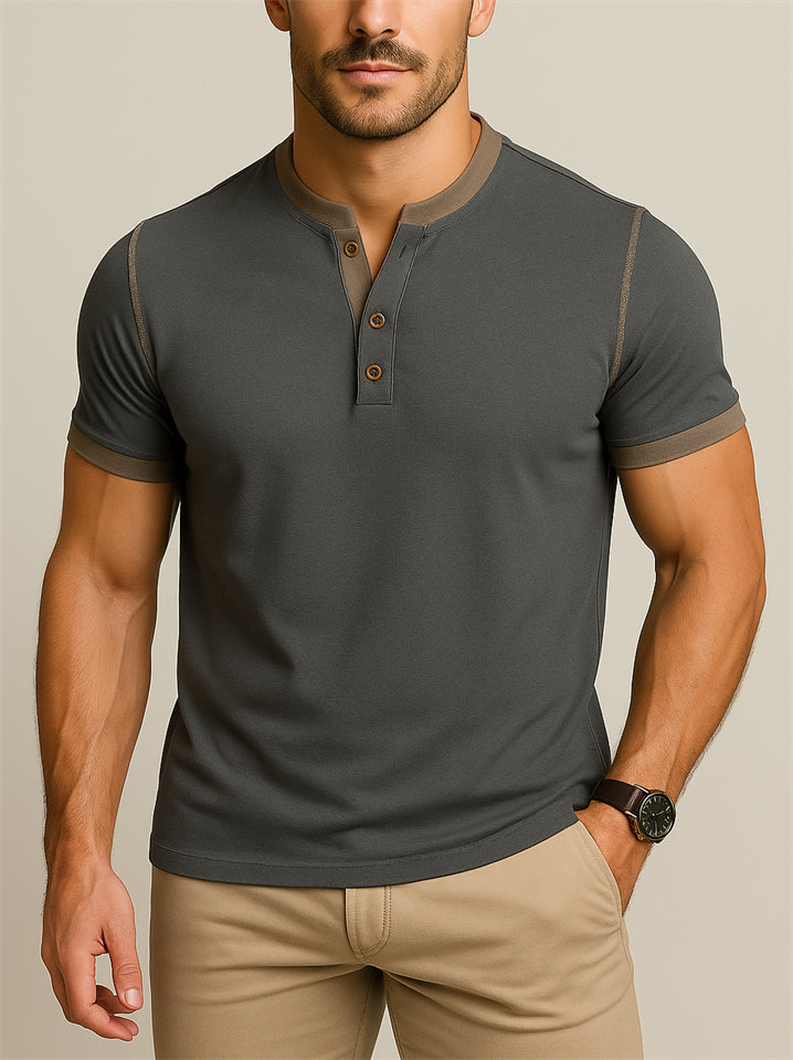Comfort Stretchy Slim Fit Henley Shirt for Men