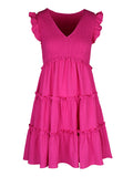 Sexy V Neck High-Rise Ruffle Mini Dress