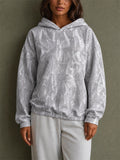 Womens Leopard Leaves Print Oversized Casual Pullover Hoodie