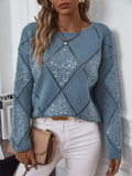 Women's Autumn Trendy Hollow Sequined Rhombus Knitted Sweaters