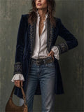 Women Vintage Velvet Embroidered Patchwork Blazer Jacket