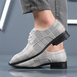 Men's Retro Chic Plaid Lace Up Dress Shoes