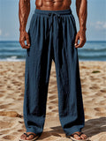 Comfy Men's Linen Solid Color Drawstring Pants