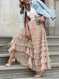 Women's Sweet Layered Pleated Long Cake Skirt