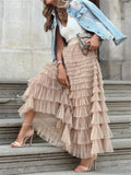 Women's Fashion Sweet Layered Pleated Long Cake Skirt