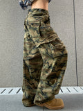 Women's American Style Camouflage Utility Denim Cargo Pants