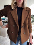 Women's Double Breasted Blazer Coat with Knitted Sleeves for Casual Wear