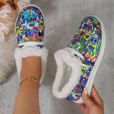 Lovely Furry Plush Flat Christmas Loafer Shoes for Women