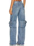 Female Multi-Pocket Loose Fit Cargo Denim Jeans