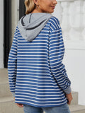 Women's Casual Autumn Contrast Color Striped Long Sleeve Hoodie