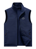 Men's Autumn-Winter Warm Fleece-Lined Outdoor Vest Multi-Pockets Loose Fit