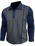 Male's Casual Autumn Contrast Color Long-sleeved Polo Shirts