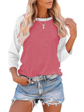 Women's Daily Wear Crew Neck Long Sleeve Contrast Color Shirt