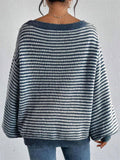 Women's Autumn Elegant Sabrina Collar Contrast Color Sweaters