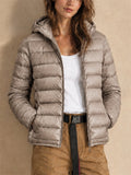 Women Hooded Puffer Jacket Zip Up Lightweight Outerwear