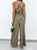 Summer Holiday Style Solid Color Strap Top & Pants Set for Women