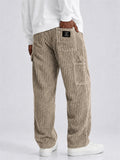 Mens Wide Wale Corduroy Relaxed Fit Utility Cargo Pants
