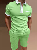 Men's Sports Lapel Polo Shirt + Summer Shorts
