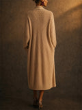 Women Long Chunky Ribbed Knit Open Front Duster Cardigan Sweater