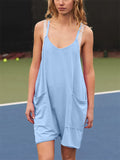 Women's Trendy Solid Color Soft Comfy Short Jumpsuits for Summer