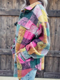 Women's Print Button Up Pocket Long Sleeve Coat