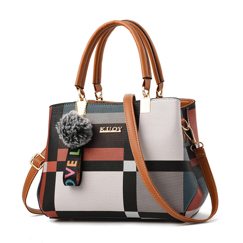 Korean Style Plaid Print Simple Modern Female Handbag