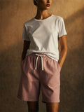 Women Summer Drawstring Elastic Waist Bermuda Beach Shorts