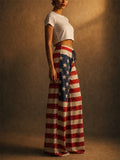 Women American Flag High Waist Patriotic Lounge Wide Leg Pants