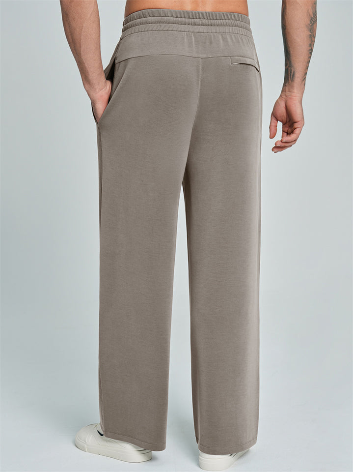 Men Comfy Wide Leg Drawstring Elastic Waist Loose Fit Pants