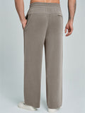 Men Comfy Wide Leg Drawstring Elastic Waist Loose Fit Pants