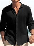 Casual Long Sleeve Lapel Button Up Shirts for Men