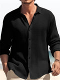 Casual Long Sleeve Lapel Button Up Shirts for Men