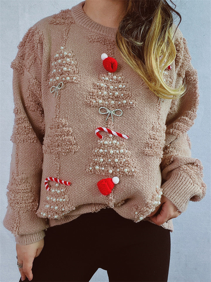 Christmas Pattern Women‘s Sweater Long Sleeve Knit Pullover