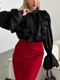 French Style Ruffled Flare Sleeve Blouses for Women