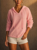 Women Fuzzy V Neck Soft Cozy Pullover Hoodie Top
