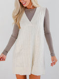 Women's Casual Solid Color Sleeveless Sweater Dress
