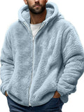 Men's Warm Casual Thick Fleece Lined Zip Up Hooded Coats