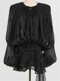 Women's Bishop Sleeve Ruffled Skirt Mini Dress