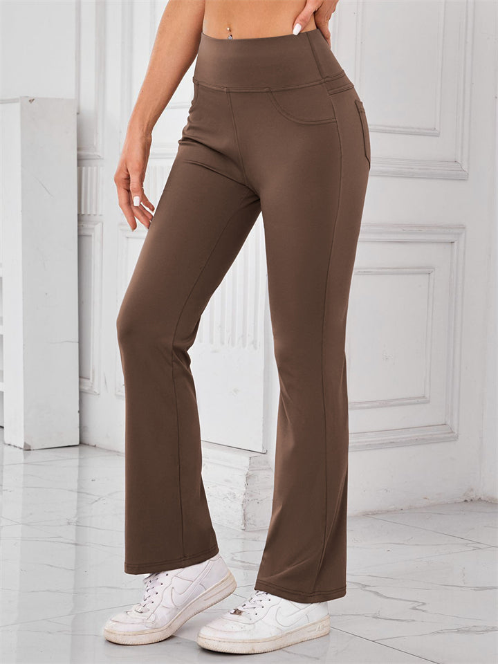 Women's Casual Solid Color High Waist Flared Pants