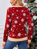 Women's Autumn Red Snowflake Jacquard Pullover Christmas Sweaters
