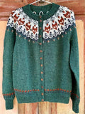 Women's Casual Ethnic Style Jacquard Button Up Cardigan Sweaters