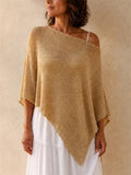 Womens Semi-Transparent Lightweight Knit Shawl Wrap Top Sleeveless Cape
