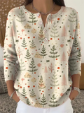 ‌Women's Autumn Casual Buttons Pullover Christmas Tree Print Knit Sweaters