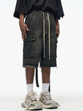 Men's Loose Fit Vintage Cargo Denim Shorts with Multi Pocket