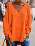 Women's Casual Deep V Neck Cozy Pullover Oversized Shirt